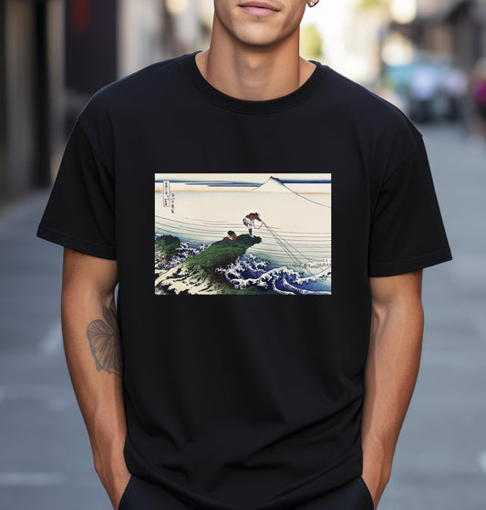 32 Kajikazawa in Kai Province by Katsushika Hokusai view of Mt Fuji T shirt  from famous Japanese woodblock print