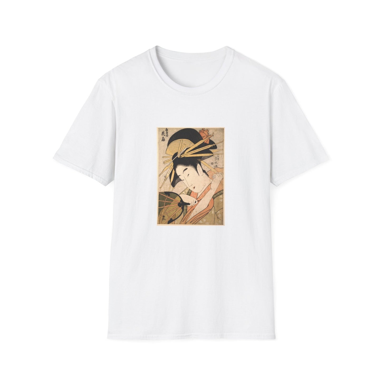 The Courtesan Hanaogi of the Ogiya Brothel (Ogiya no uchi Hanaogi) T shirt from famous Japanese woodblock print