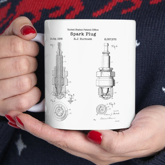 Spark plug patent design from the US Patent Office. Perfect gift for any mechanic, motorist, petrolhead, driver, car, automobile fans