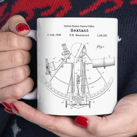 Vintage ships sextant patent design from the US Patent Office. Perfect gift for any navigator nautical maritime sailing ship navigation