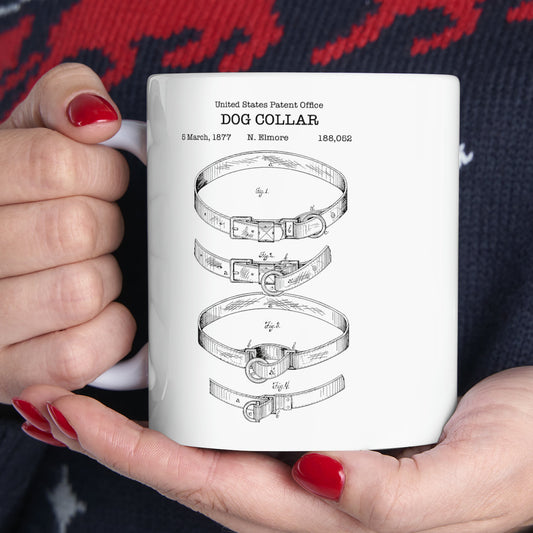 Dog collar patent from 1877 from the US Patent Office. An 11oz mug perfect as gift for any dog owner or dog lover
