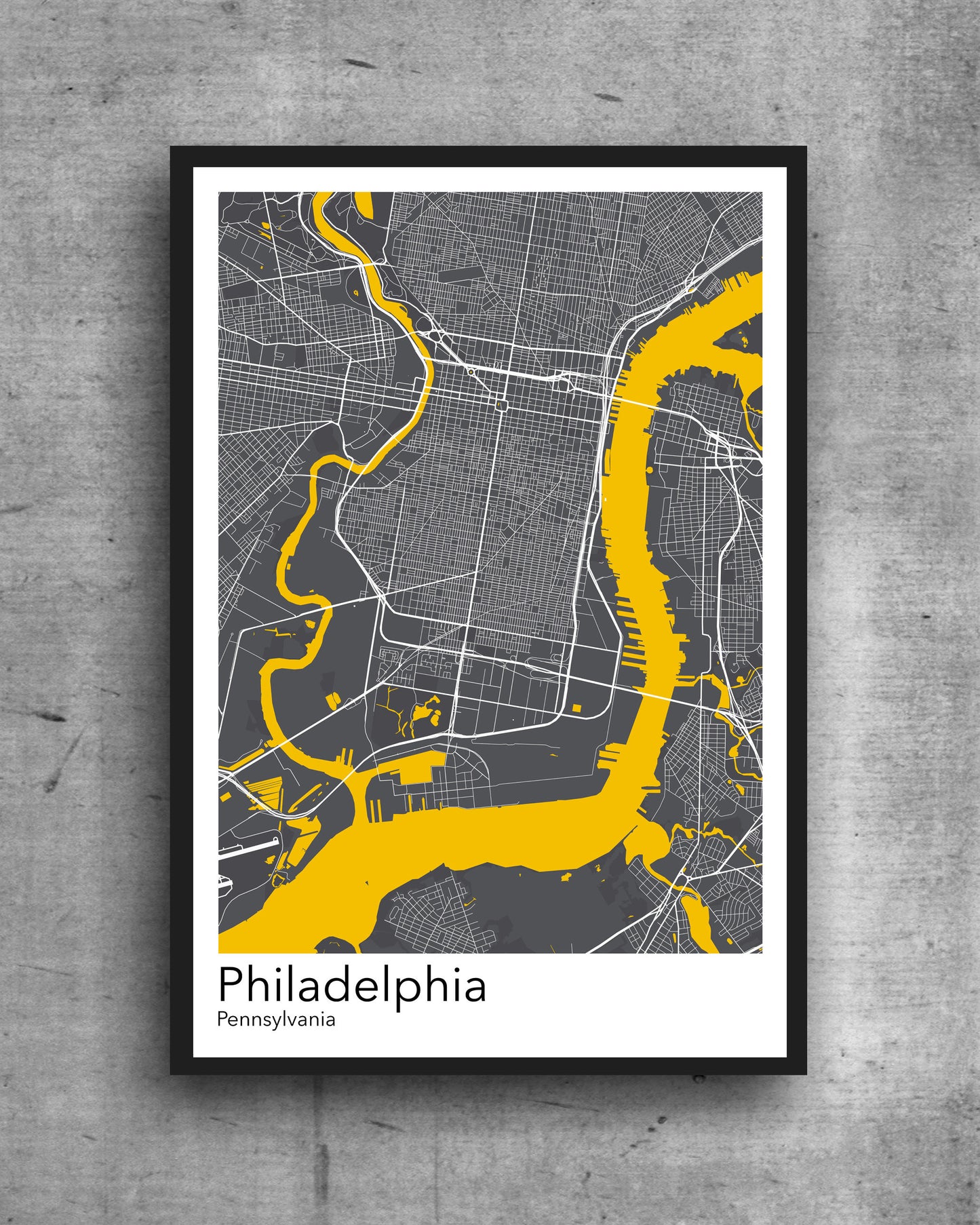 Philadelphia modern minimalist map print poster. Quality colourful poster of Philadelphia on quality art paper