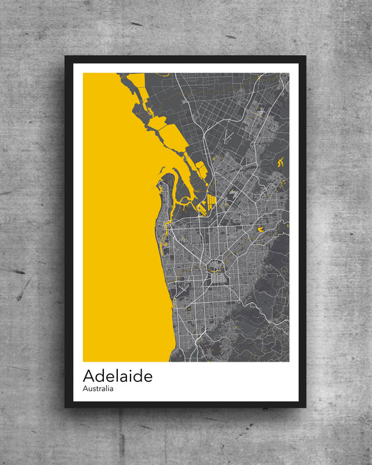 Adelaide modern minimalist map print poster. Quality colourful poster of Adelaide Australia on quality art paper