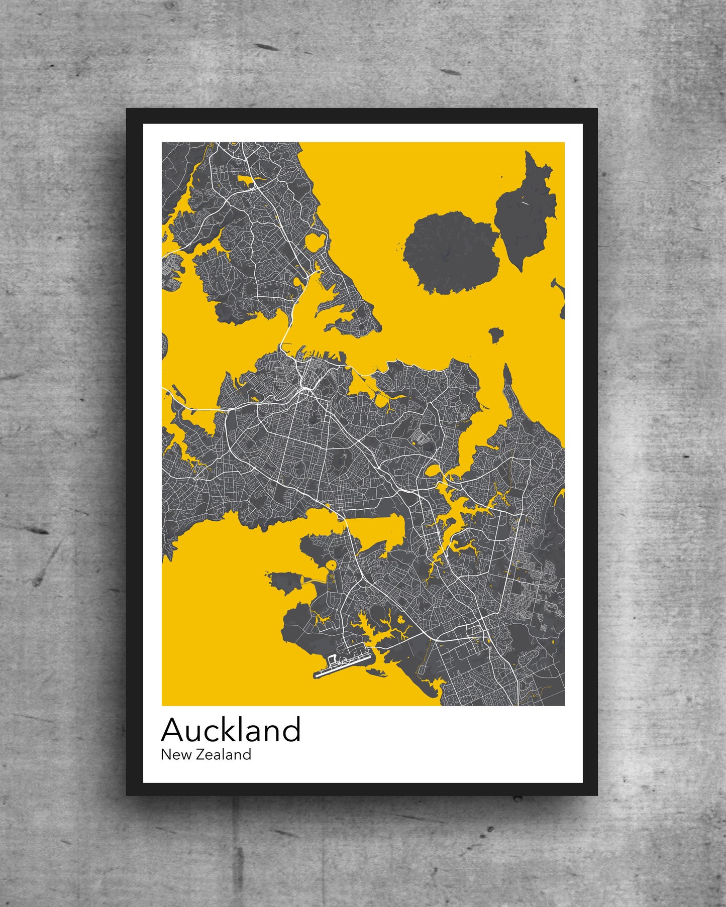 Auckland modern minimalist map print poster. Quality colourful poster of Auckland New Zealand on quality art paper