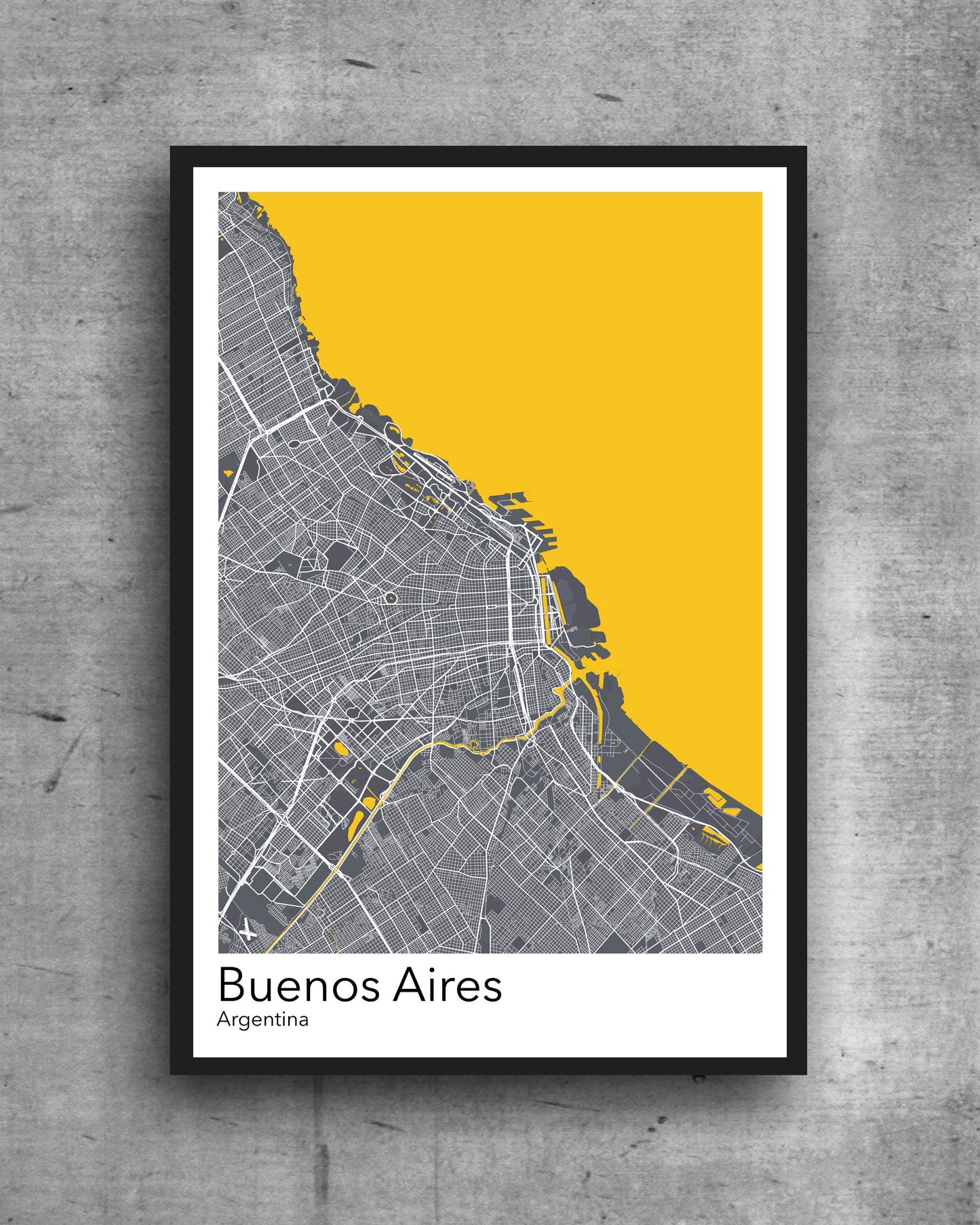 Buenos Aires modern minimalist map print poster. Quality colourful poster of Buenos Aires Argentina on quality art paper