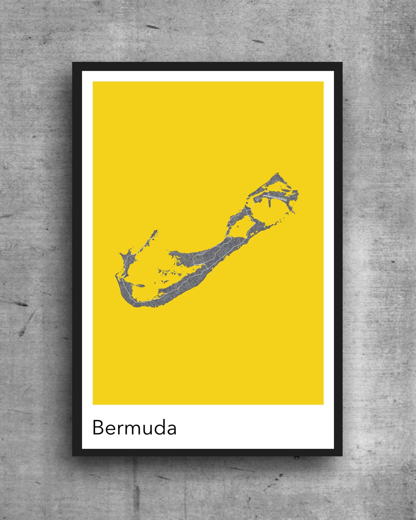 Bermuda modern minimalist map print poster. Quality colourful poster of Bermuda on quality art paper