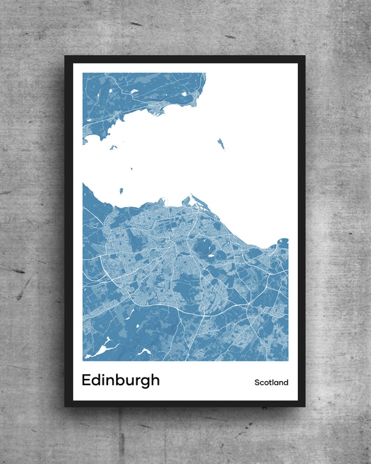 Edinburgh modern minimalist map print poster. Quality colourful poster of Edinburgh Scotland on quality art paper