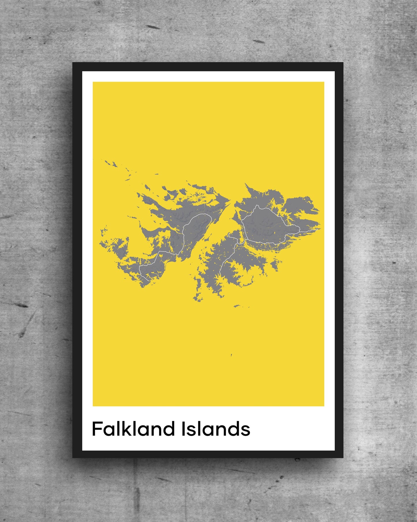 Falkland Islands modern minimalist map print poster. Quality colourful poster of Falkland Islands on quality art paper