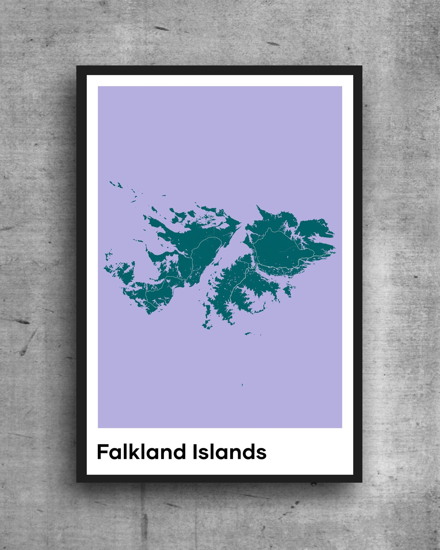 Falkland Islands modern minimalist map print poster. Quality colourful poster of Falkland Islands on quality art paper