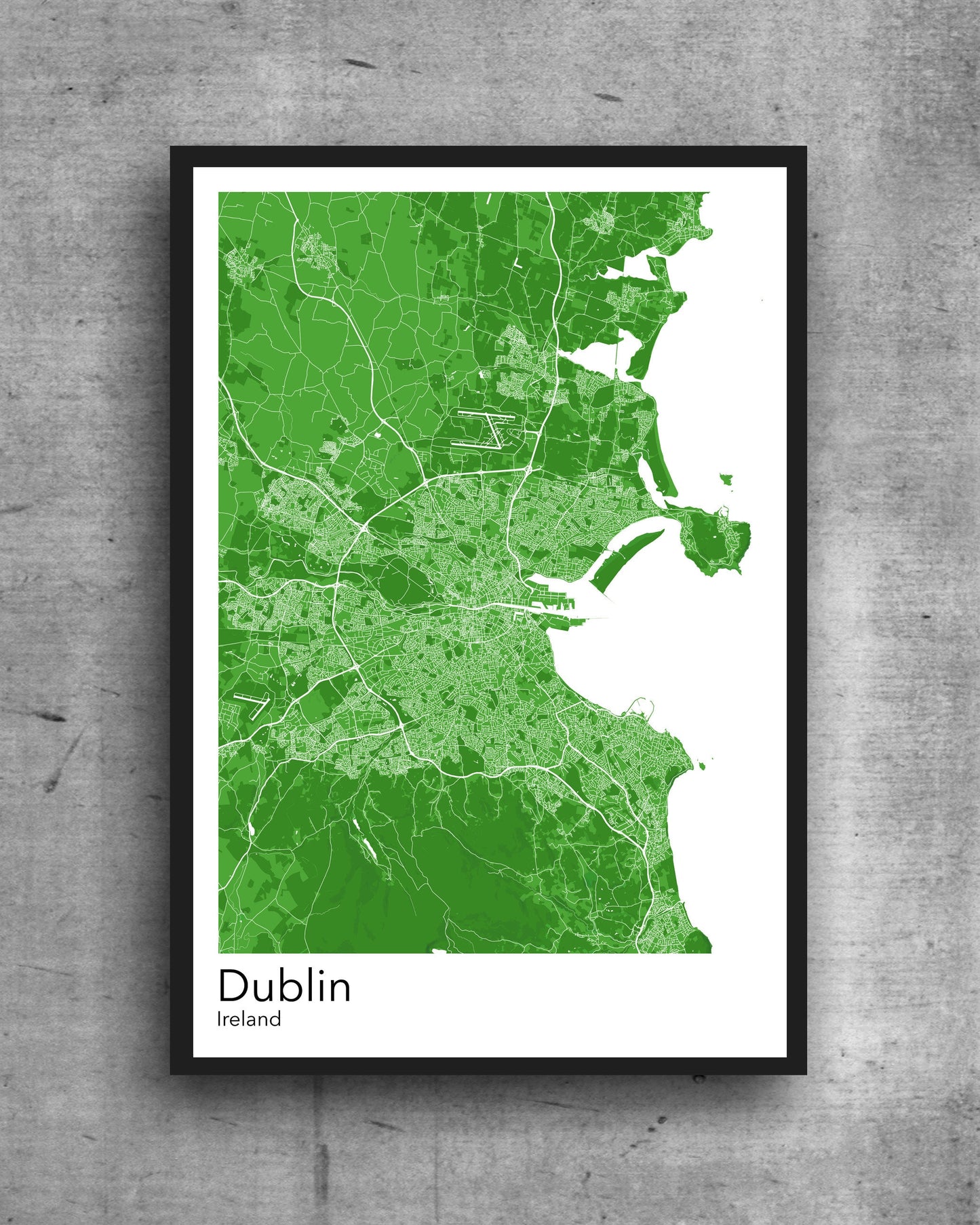 Dublin green print A modern minimalist map print of  Quality colourful poster of on quality art paper