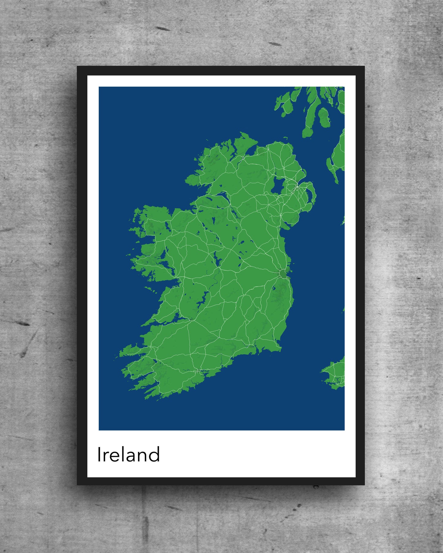 Ireland modern minimalist map print of  Quality colourful poster of Ireland on quality art paper