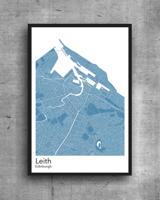 Leith modern minimalist map print poster. Quality colourful poster of Leith Edinburgh Scotland quality art paper