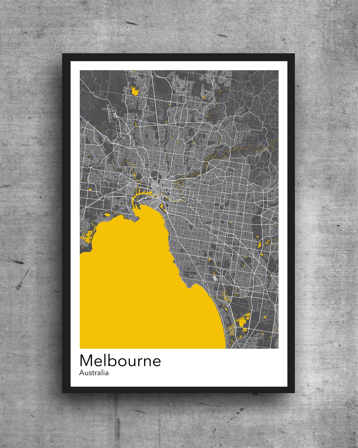 Melbourne modern minimalist map print poster. Quality colourful poster of Melbourne Australia quality art paper