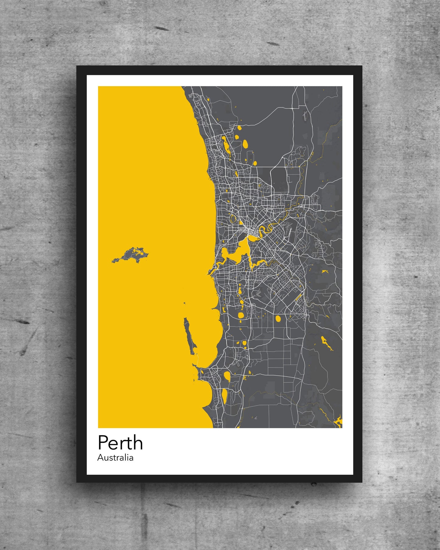 Perth modern minimalist map print poster. Quality colourful poster of Perth Australia quality art paper