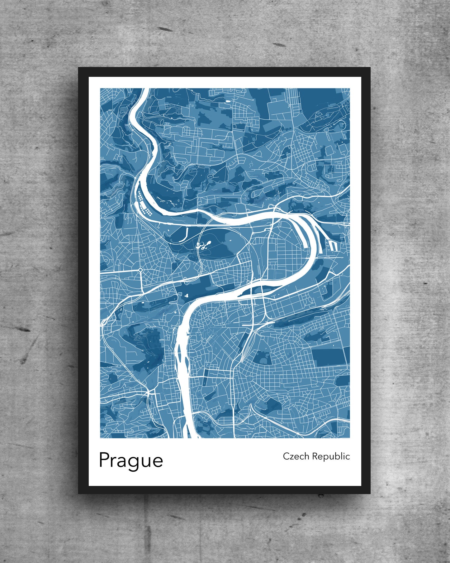 Prague modern minimalist map print of  Quality colourful poster of Prague Czech Republic on quality art paper