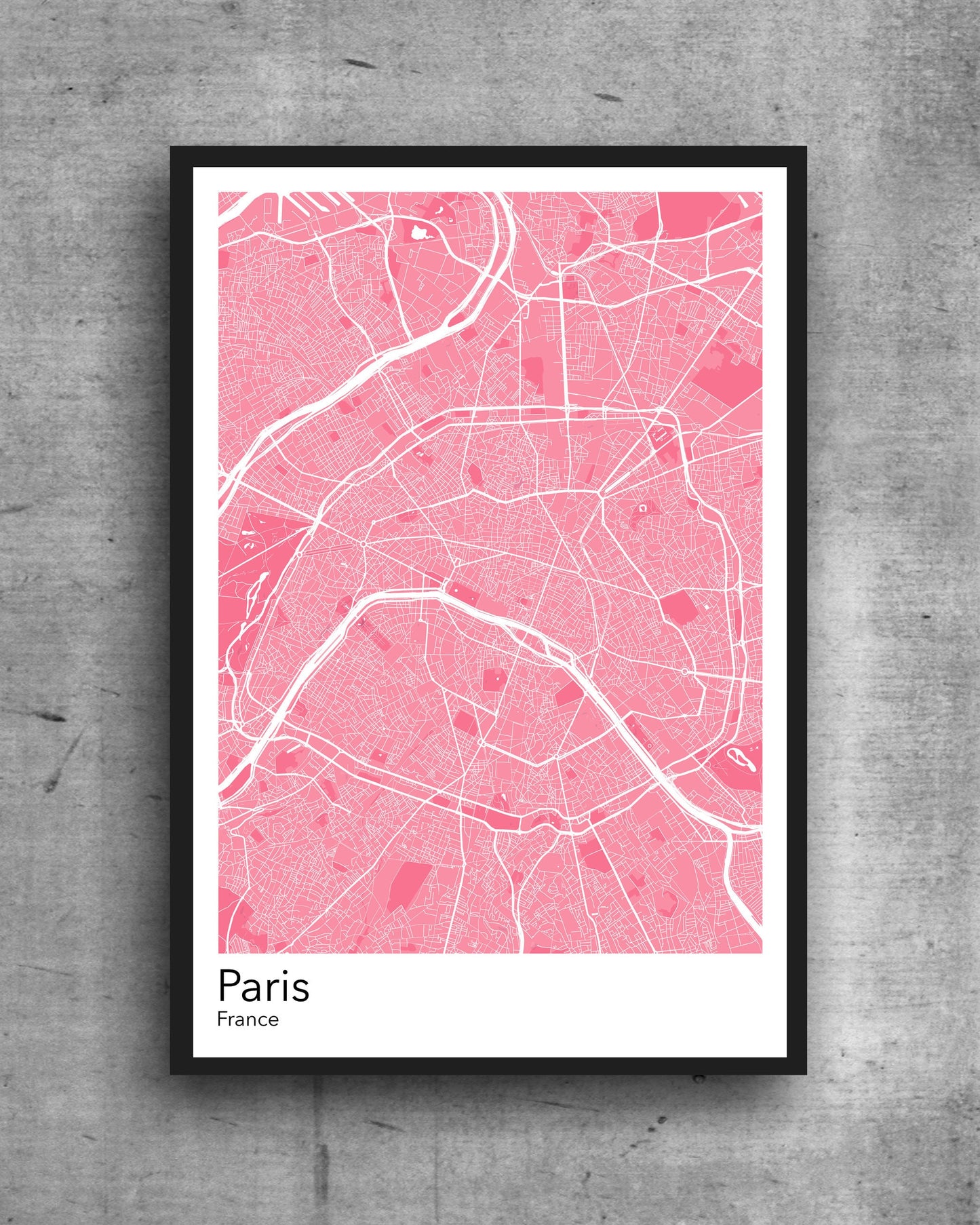 Paris modern minimalist map print of  Quality colourful poster of Paris France on quality art paper