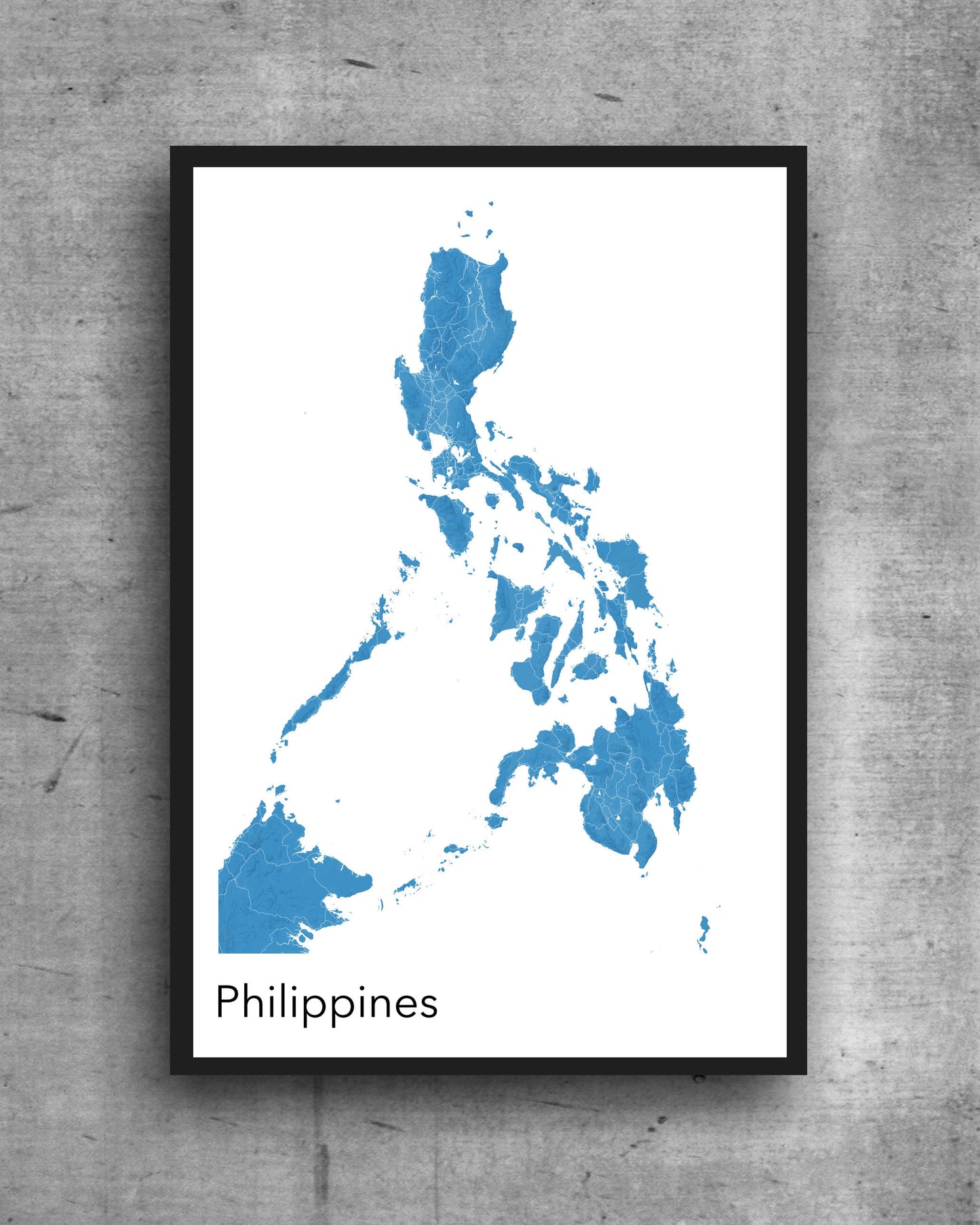 Philippines modern minimalist map print poster. Quality colourful poster of Philippines quality art paper