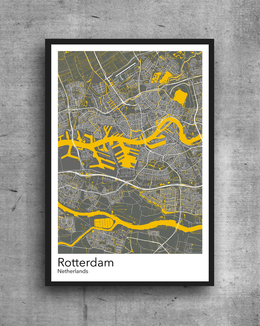 Rotterdam  modern minimalist map print of  Quality colourful poster of Rotterdam Netherlands on quality art paper