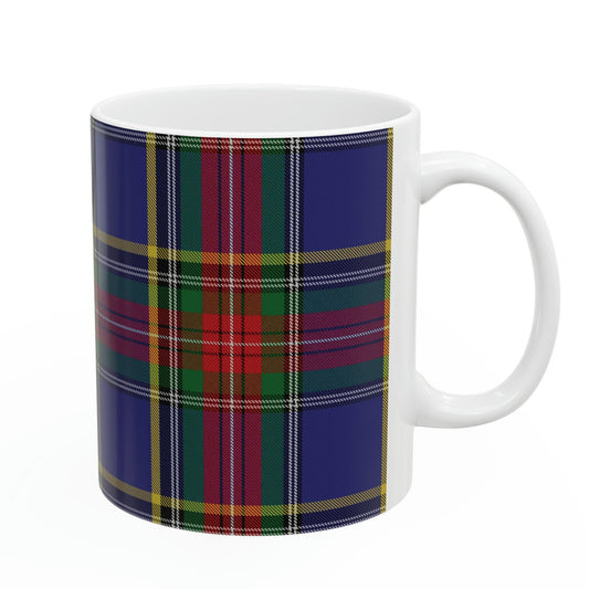 MacBeth clan. The elegant and colourful tartan on this mug is taken from the Scottish Register of Tartans based in Scotland.