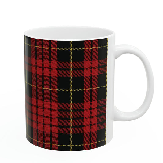 MacQueen clan. The elegant and colourful tartan on this mug is taken from the Scottish Register of Tartans based in Scotland.