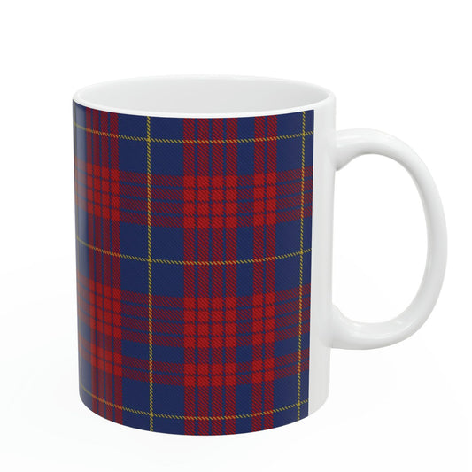 MacQueen variant. The elegant and colourful tartan on this mug is taken from the Scottish Register of Tartans based in Scotland.