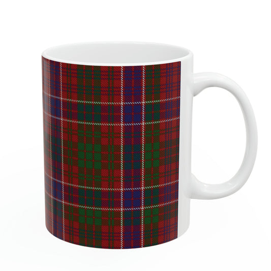 MacRae red. The elegant and colourful tartan on this mug is taken from the Scottish Register of Tartans based in Scotland.