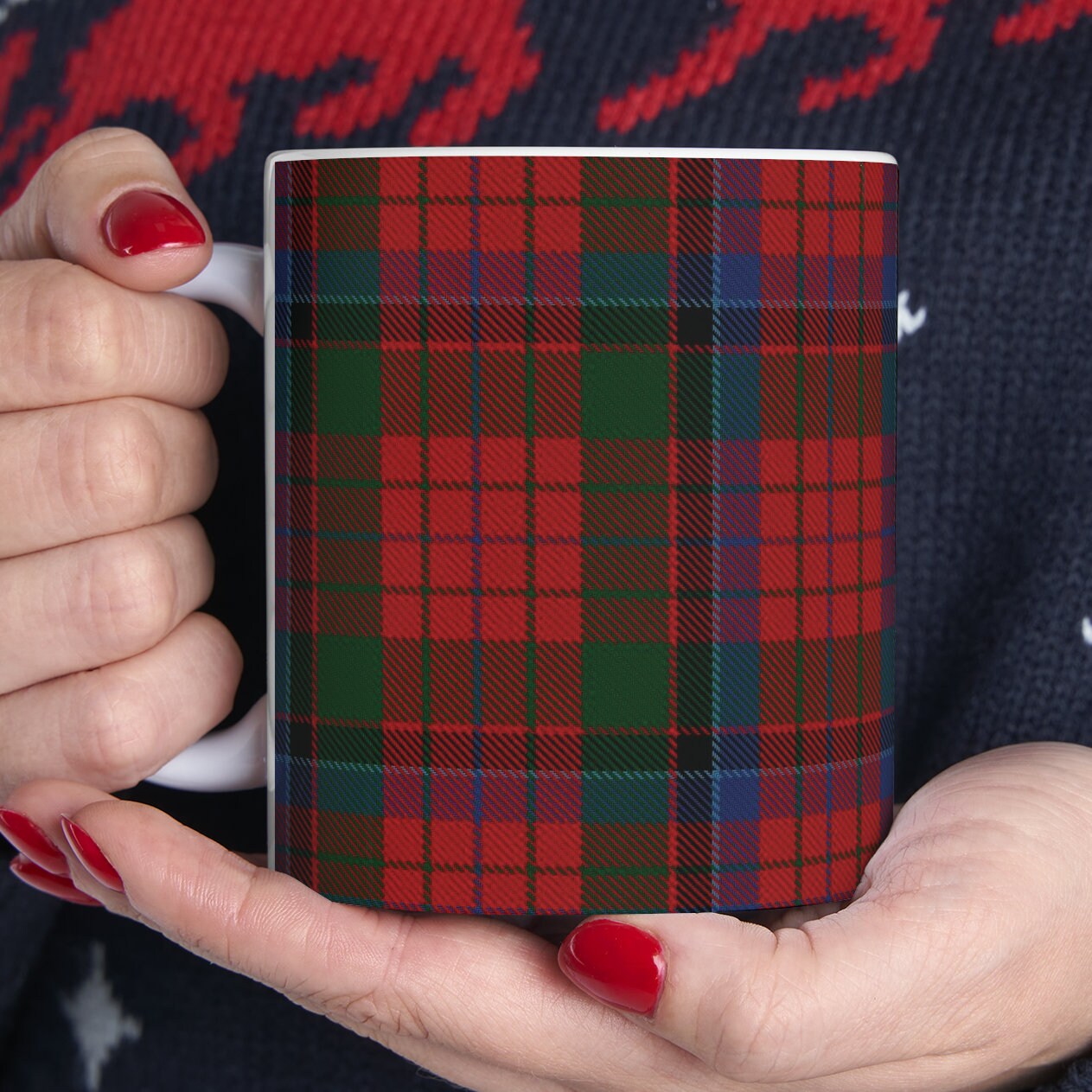 MacNicol clan tartan . The elegant and colourful tartan on this mug is taken from the Scottish Register of Tartans based in Scotland.
