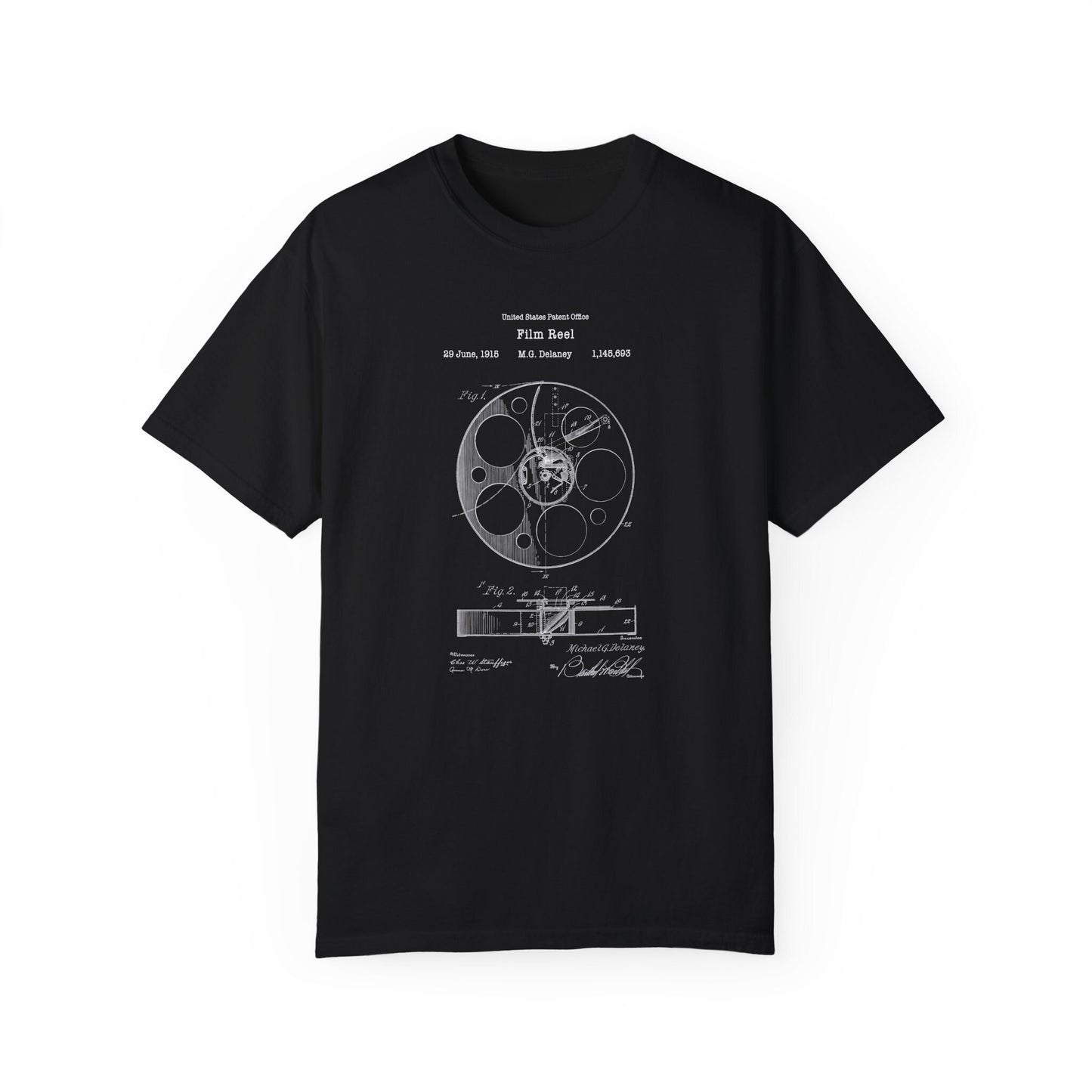 Old movie film reel design from US Patent Office. A quality T shirt perfect for movie film lovers, cinema filmmakers,