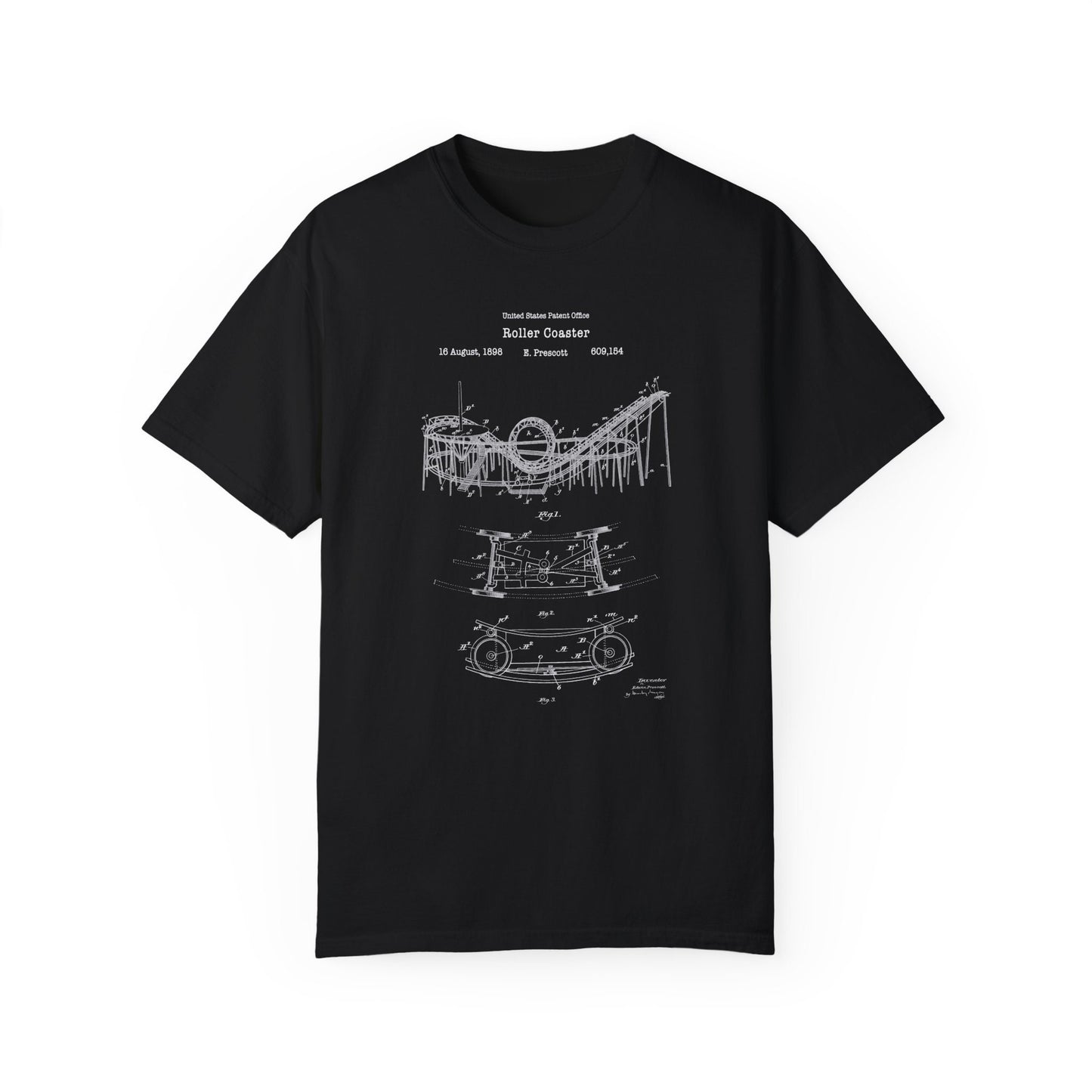 Vintage roller coaster  funfair design from US Patent Office. A quality T shirt perfect for funfair, amusement park lovers, rides,