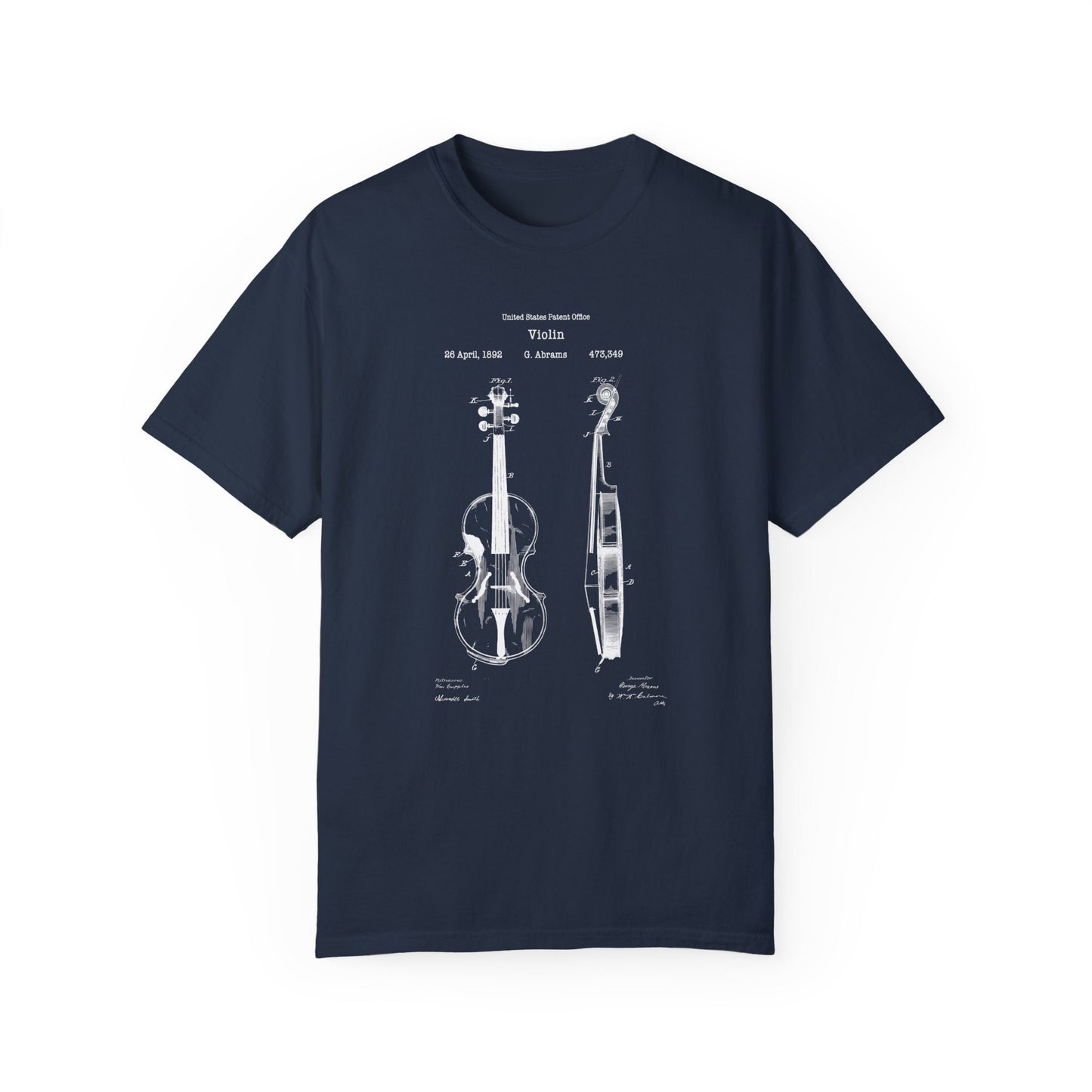 Vintage violin stringed musical instrument design from US Patent Office. A quality T shirt perfect for musicians, music lovers, violinists