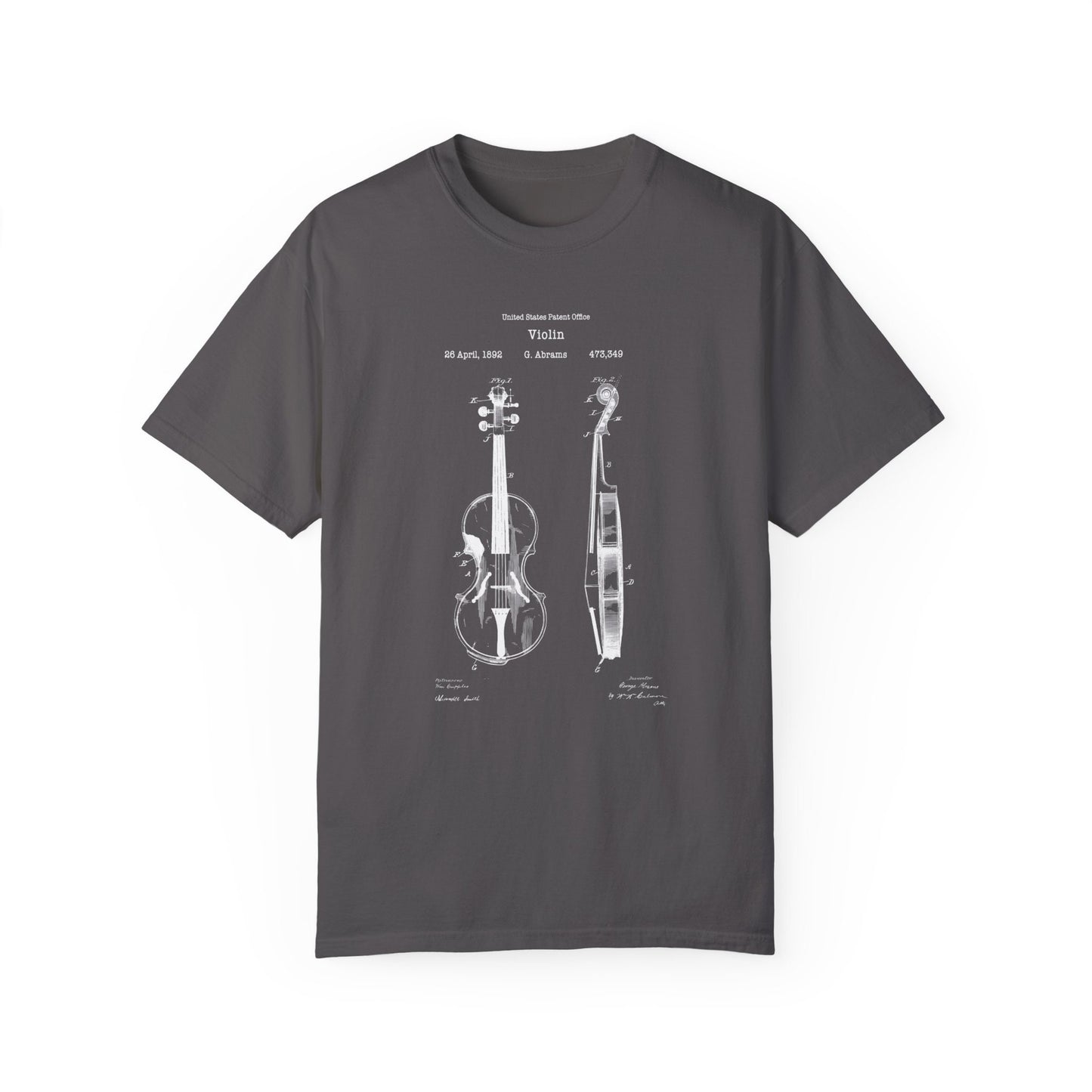 Vintage violin stringed musical instrument design from US Patent Office. A quality T shirt perfect for musicians, music lovers, violinists