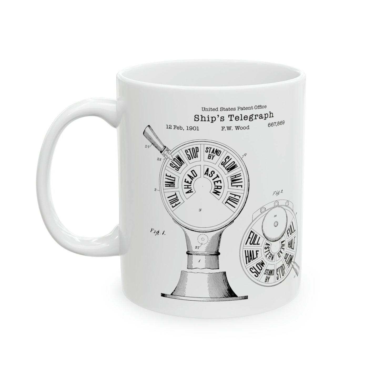 Old ships telegraph design from 1901 from the US Patent Office. Perfect 11oz mug gift for any sailor, sea captain, seafarer, nautical