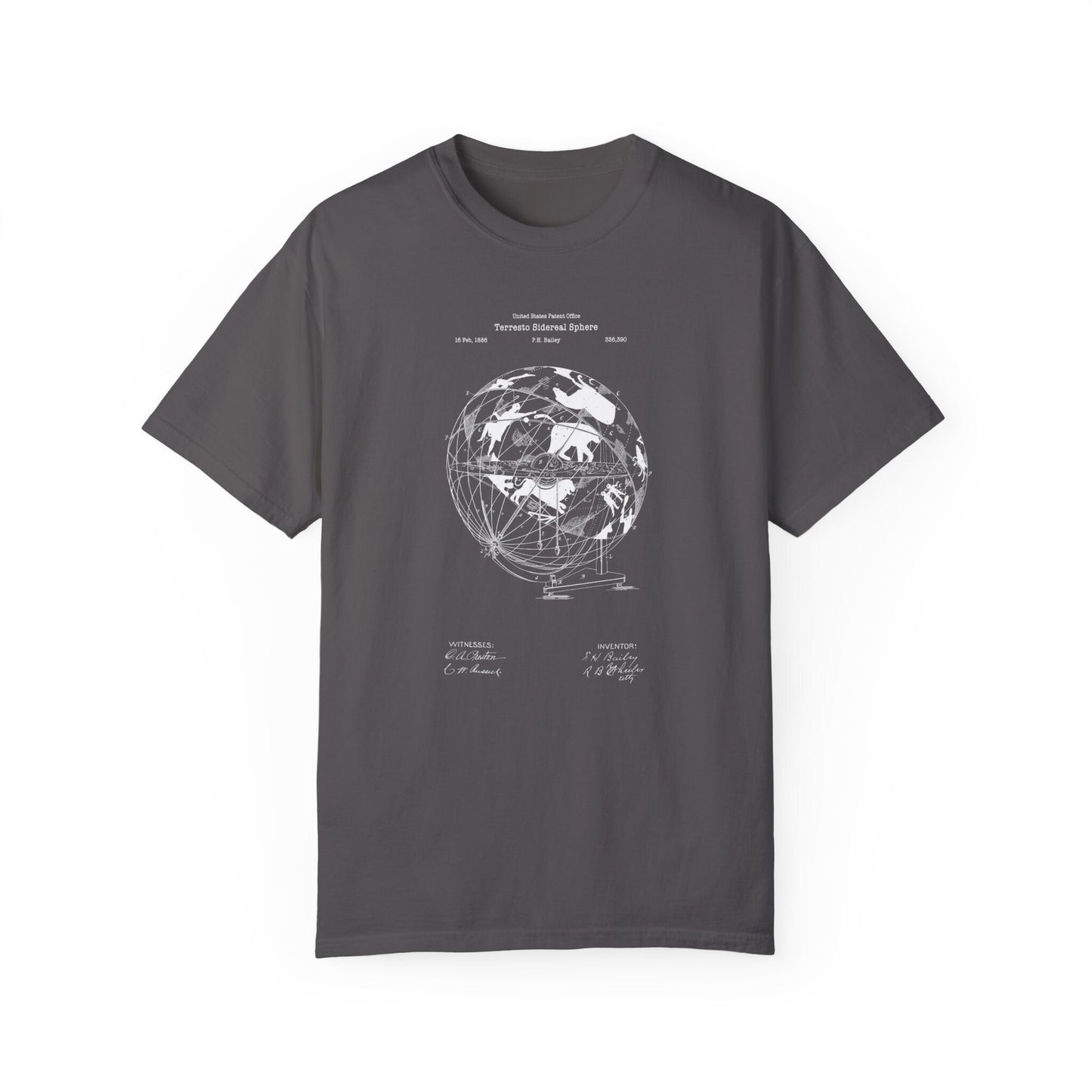 Terresto sidereal sphere design to study astronomy T shirt from the US Patent Office . Perfect gift for all with interest in space, stars