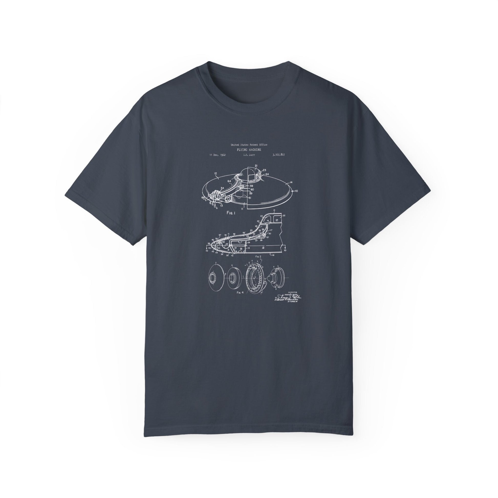 a blueprinted t - shirt with a drawing of a space shuttle