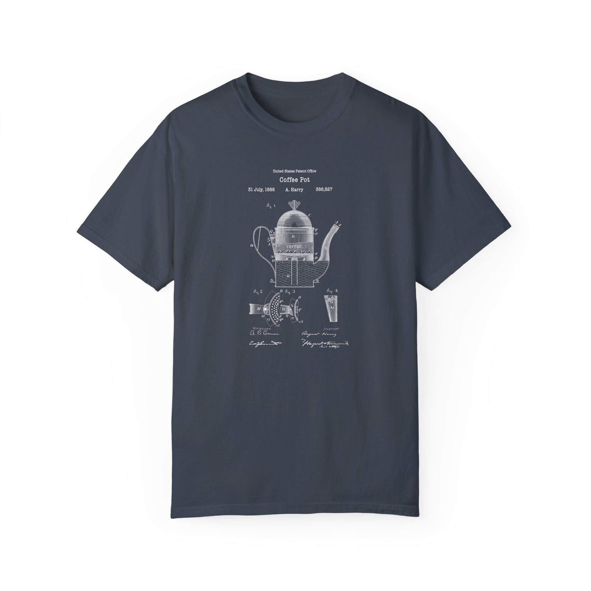 a blueprinted t - shirt with a teapot and a cup on it