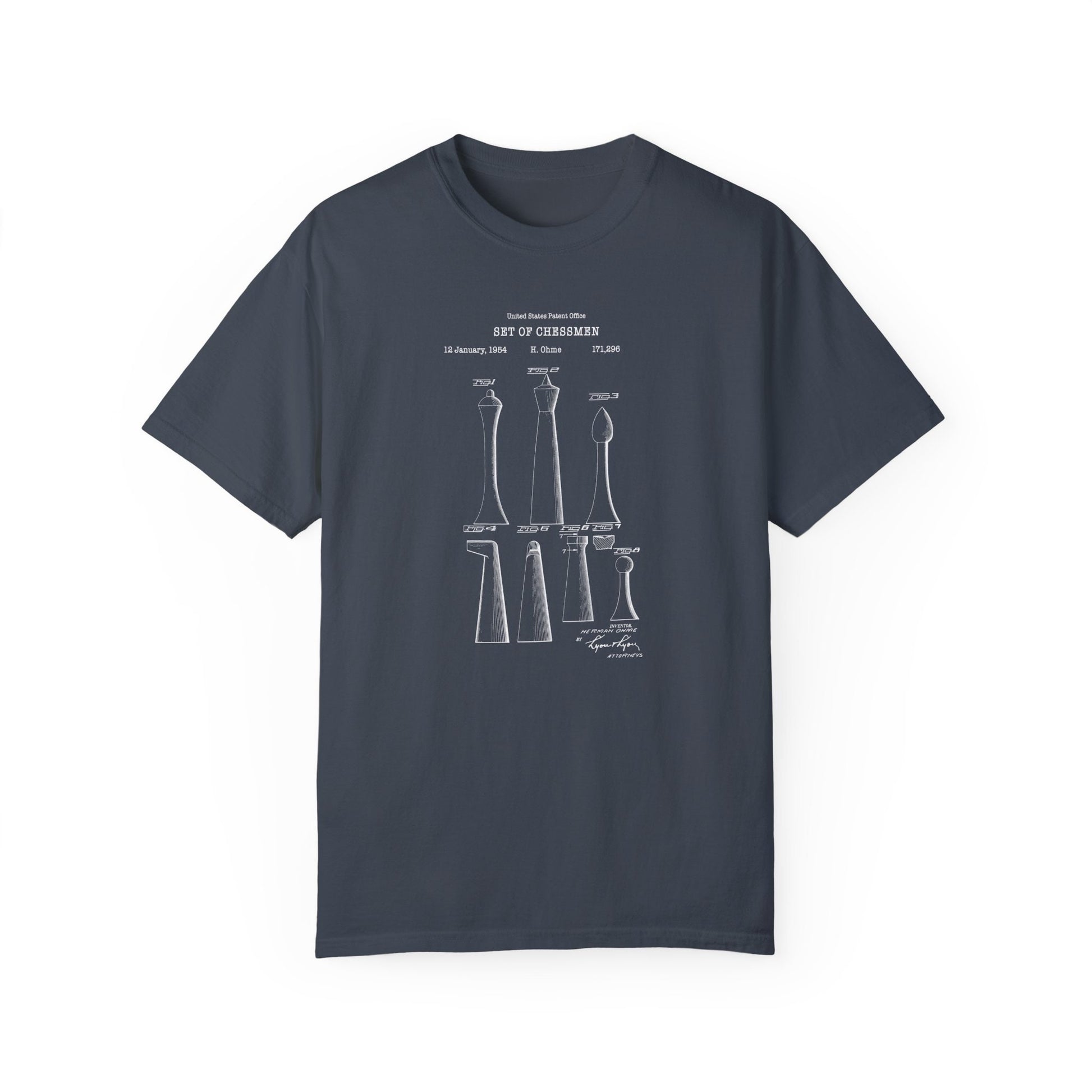 a blue t - shirt with a drawing of a tie