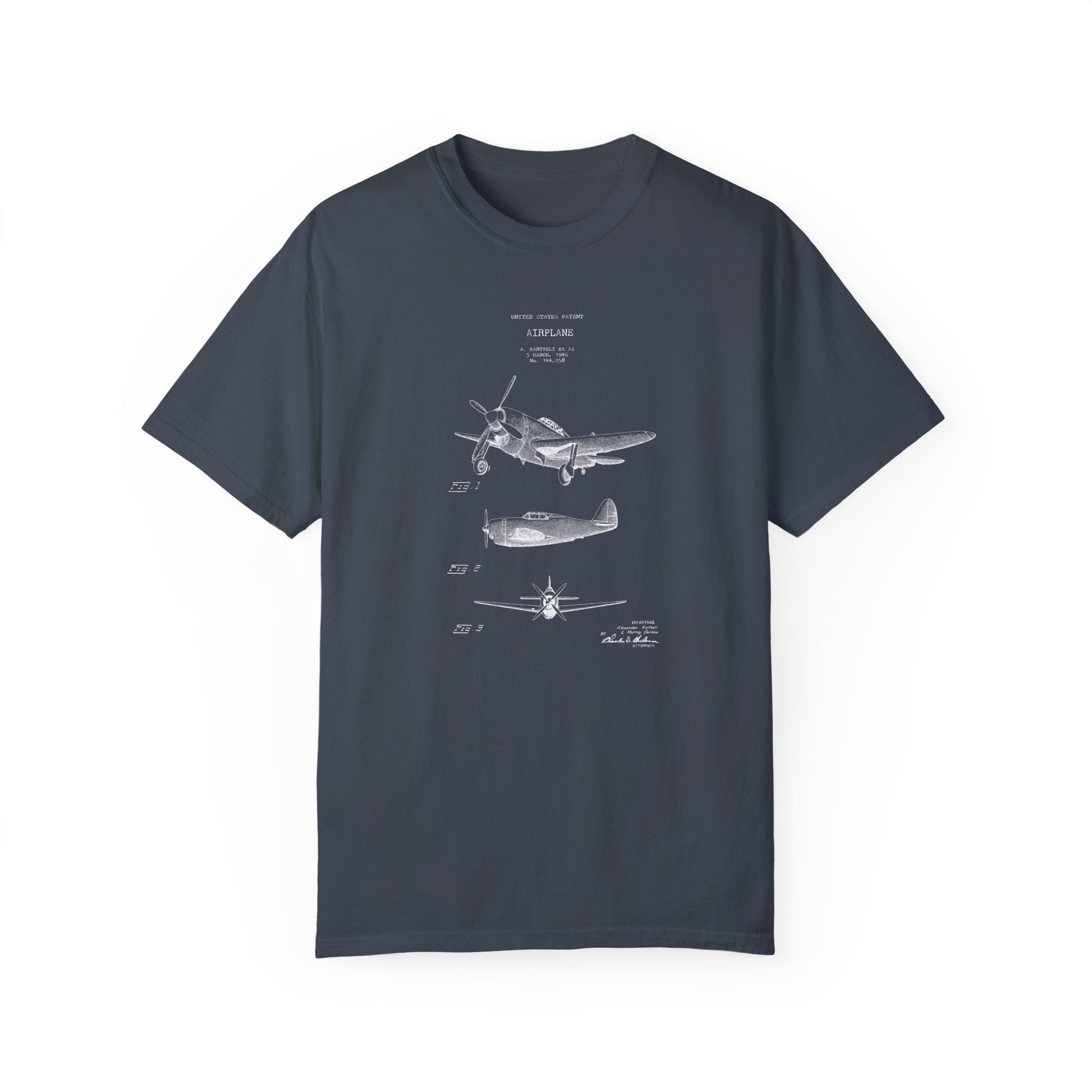 a t - shirt with a drawing of an airplane