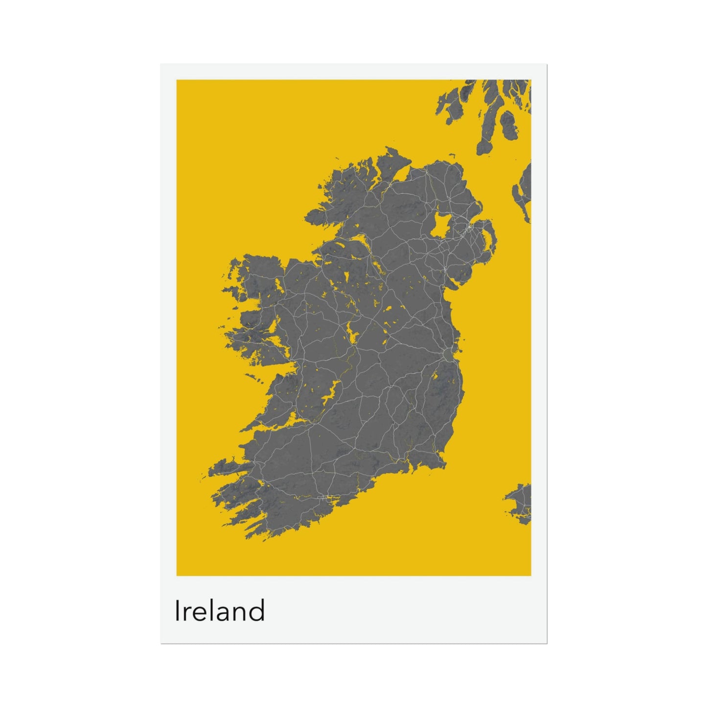 Ireland modern minimalist map print of  Quality colourful poster of Ireland on quality art paper