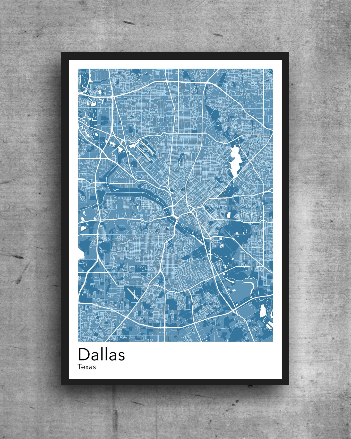 Dallas  modern minimalist map print poster. Quality colourful poster of Dallas Texas on quality art paper