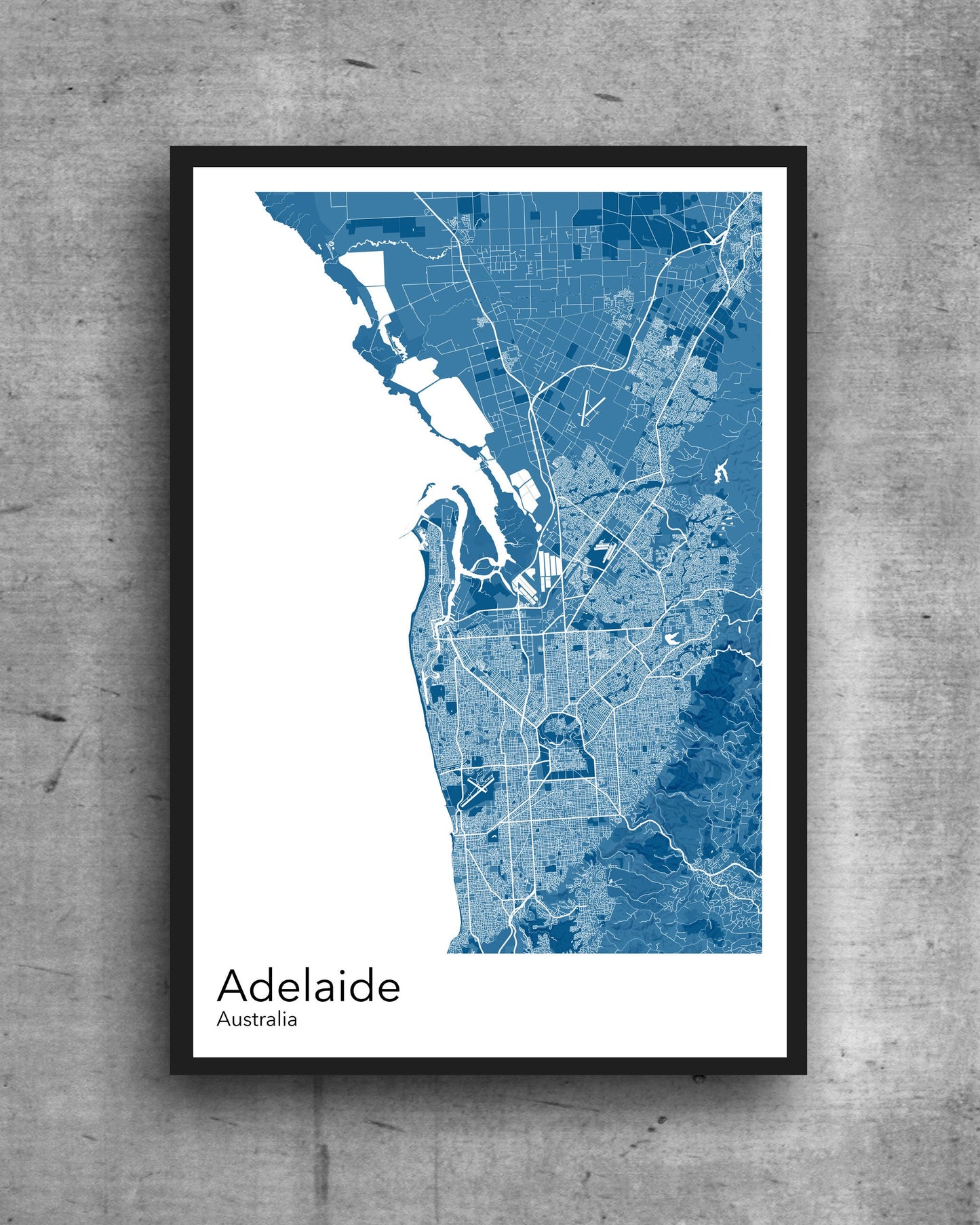 Adelaide modern minimalist map print poster. Quality colourful poster of Adelaide Australia on quality art paper