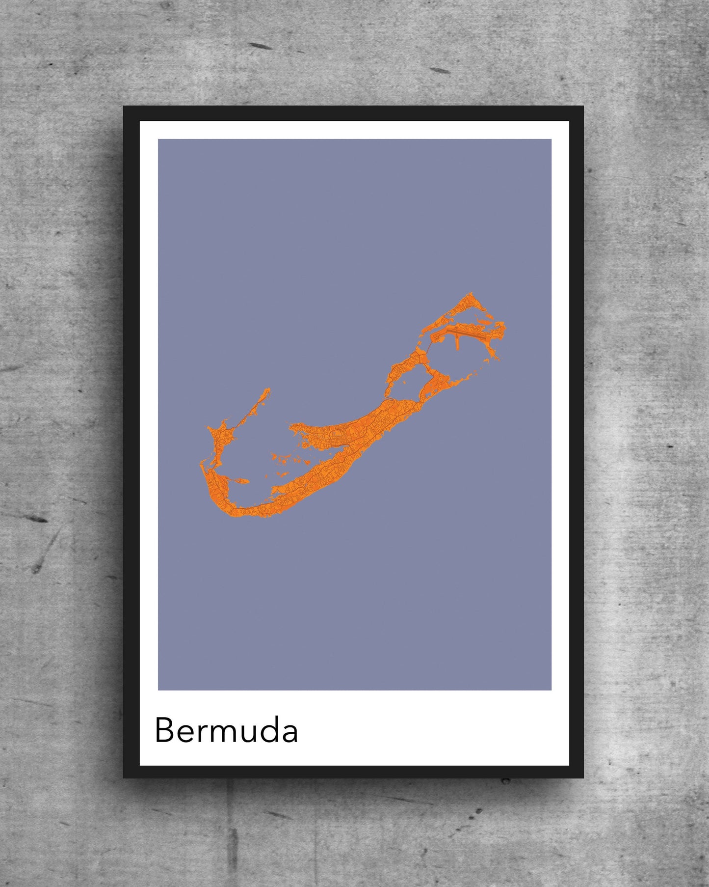 Bermuda modern minimalist map print poster. Quality colourful poster of Bermuda on quality art paper