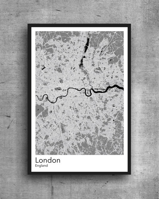 Central London modern minimalist map print poster. Quality colourful poster of London quality art paper