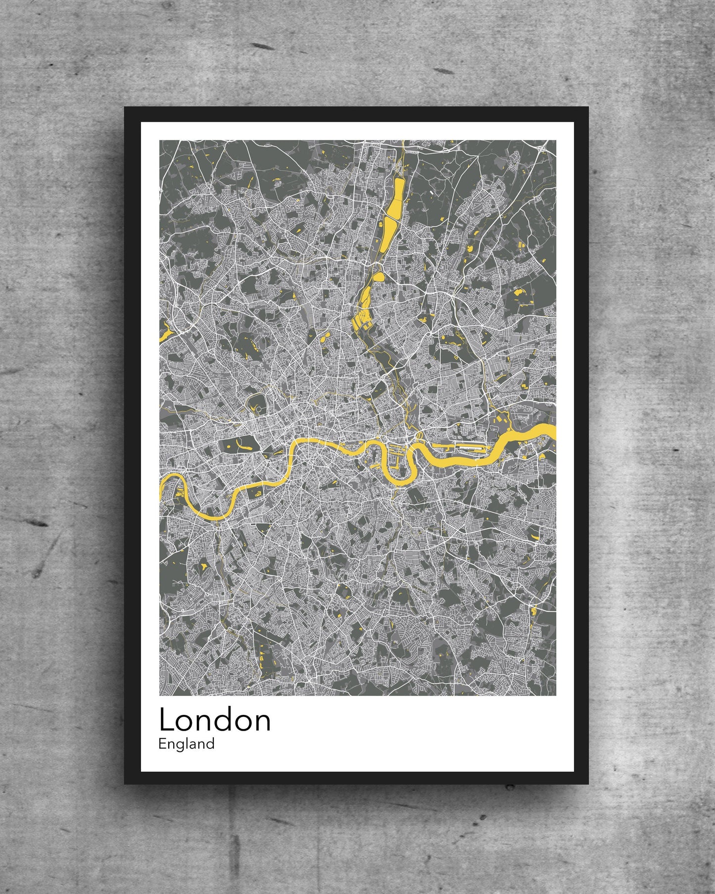 Central London modern minimalist map print poster. Quality colourful poster of London quality art paper