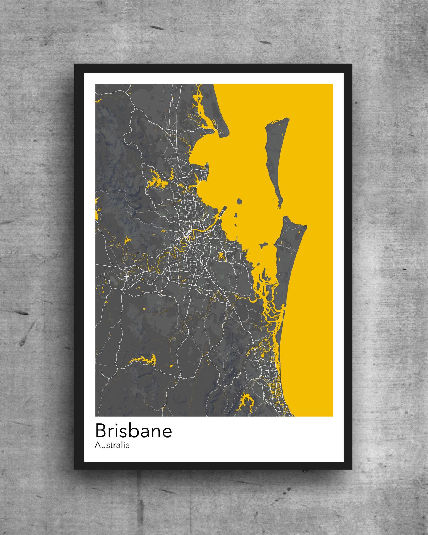 Brisbane modern minimalist map print poster. Quality colourful poster of Brisbane Australia on quality art paper