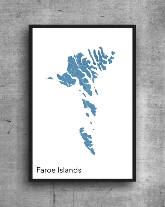 Faroe Islands modern minimalist map print of  Quality colourful poster of the Faroe Islands on quality art paper