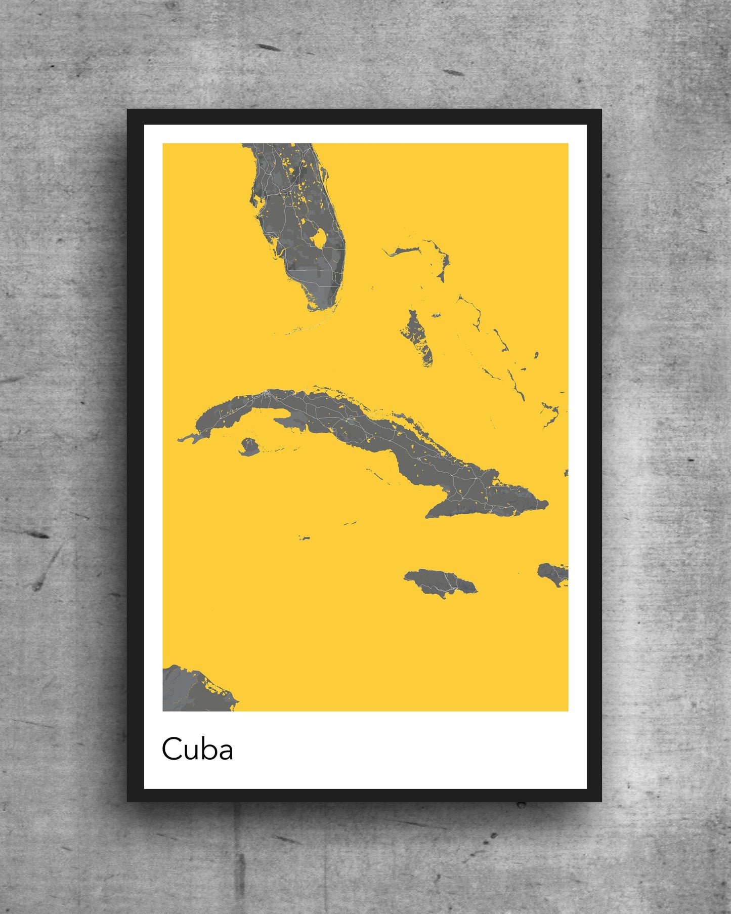 Cuba modern minimalist map print poster. Quality colourful poster of Cuba on quality art paper