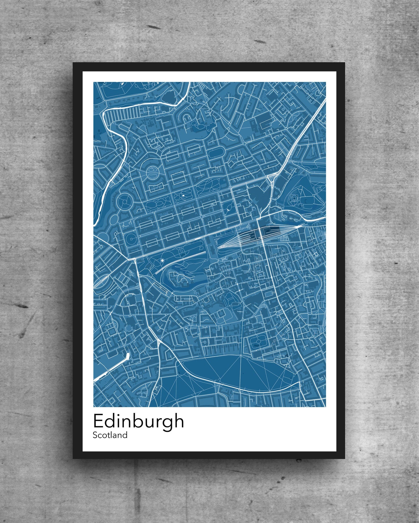 Edinburgh modern minimalist map print poster. Quality colourful poster of Edinburgh Scotland on quality art paper