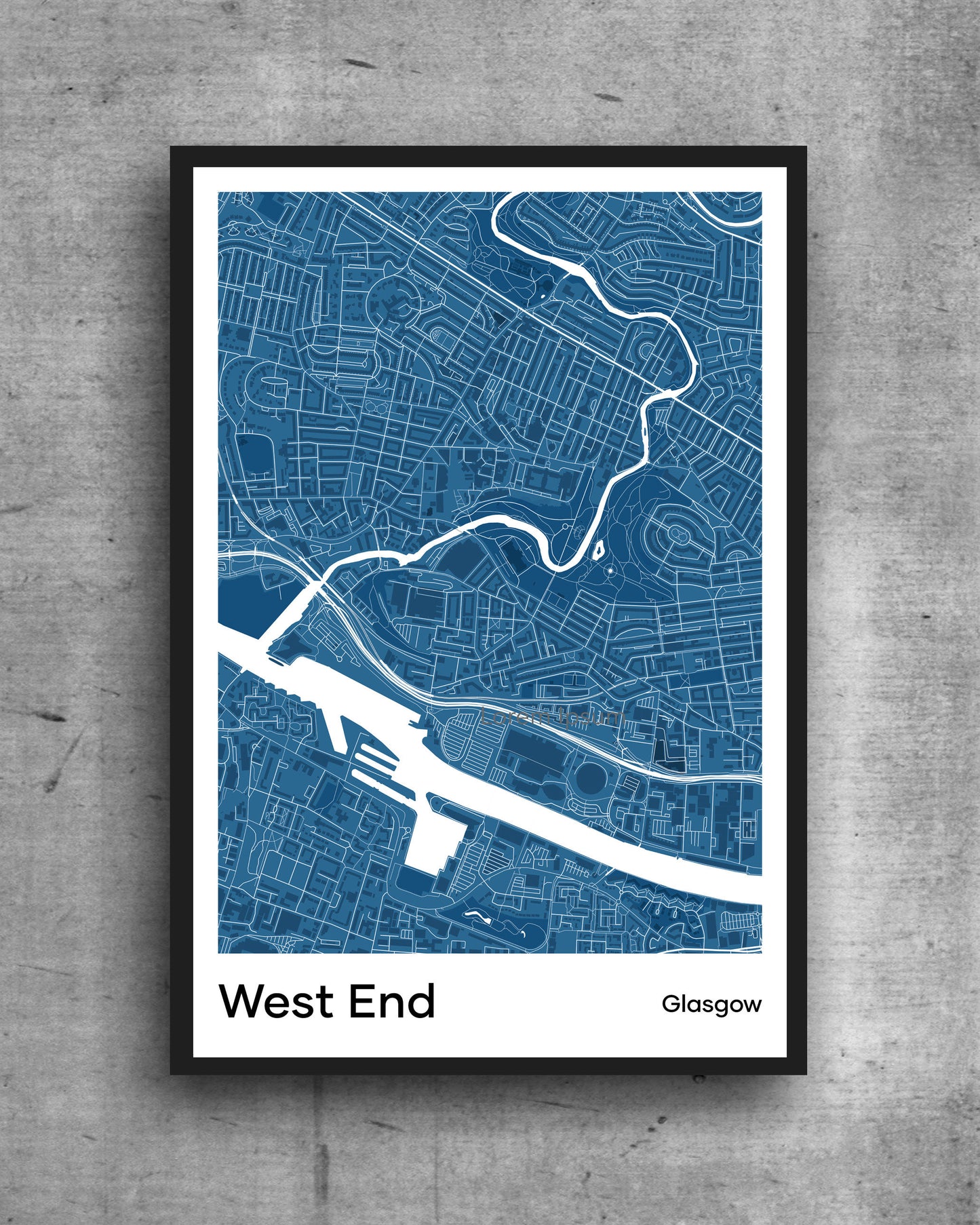 Glasgow modern minimalist map print poster. Quality colourful poster of Glasgow Scotland quality art paper