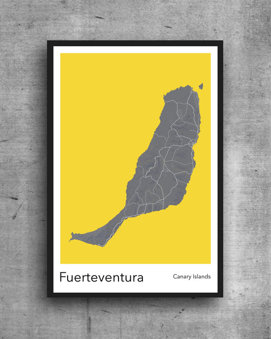 Fuerteventura green purple new print A modern minimalist map print of  Quality colourful poster of on quality art paper