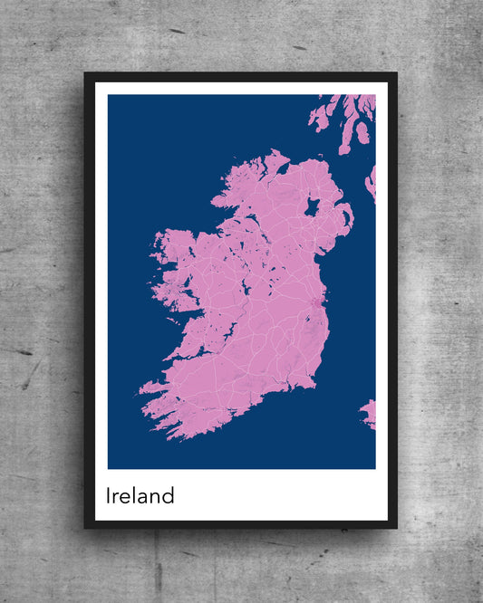 Ireland modern minimalist map print of  Quality colourful poster of Ireland on quality art paper